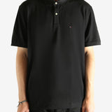 Black T-shirt  worn by a person, showing the T-shirt's fit