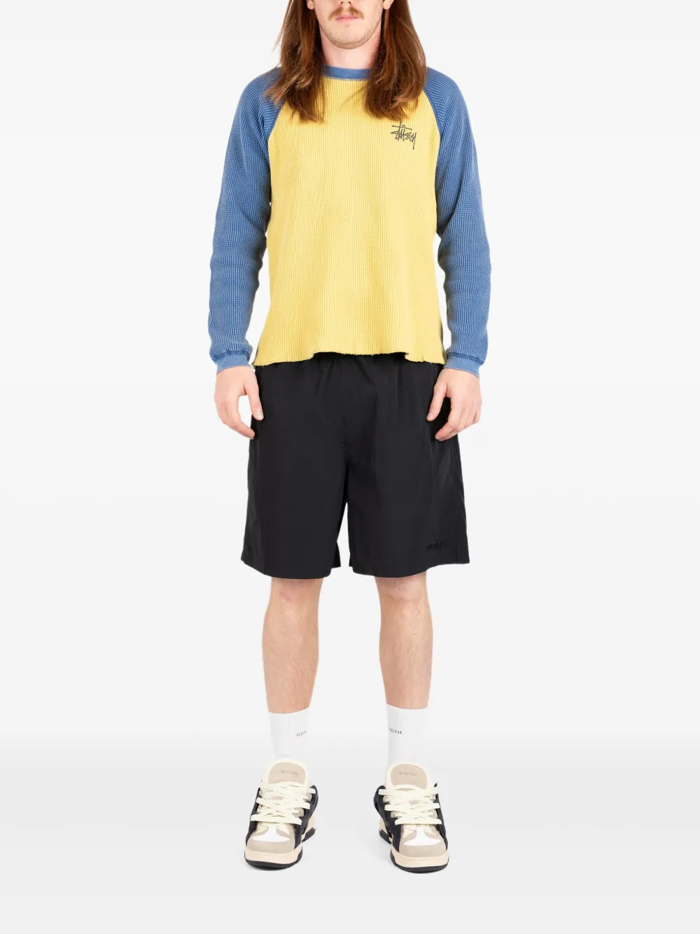 Black shorts,full body view