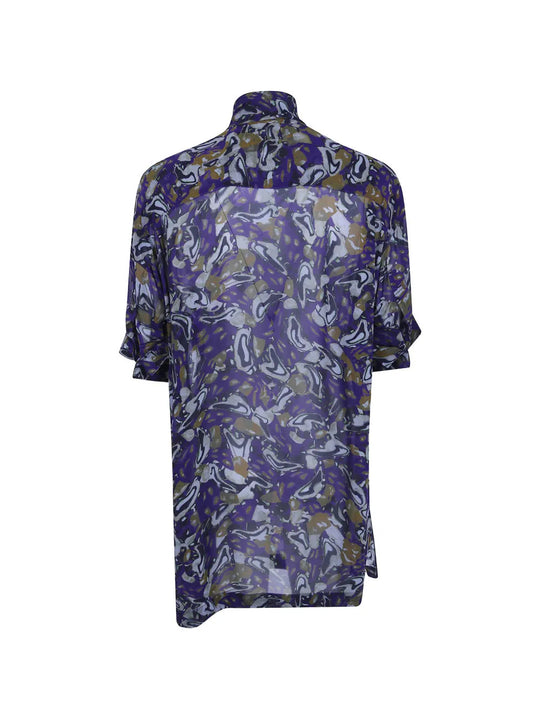 Purple shirt, back view