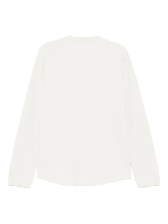 White t-shirt, back view showing relaxed fit