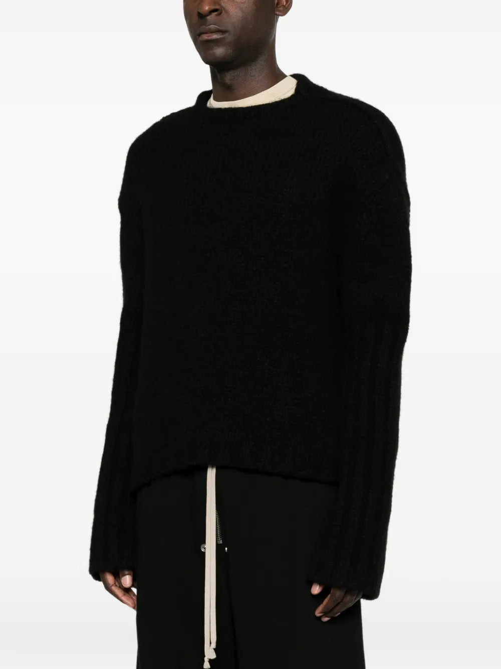 Black knitwear, full body view