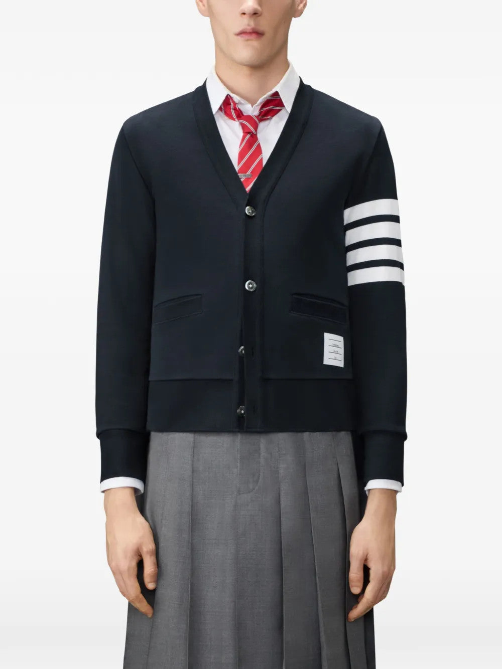 Navy knitwear, front view