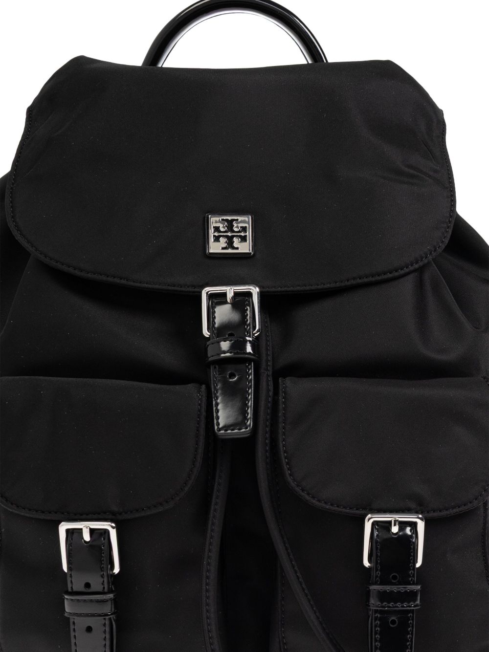 Close up of black bag, showing texture of the polyamide fabric