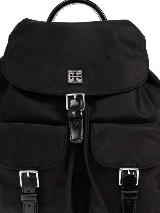 Close up of black bag, showing texture of the polyamide fabric