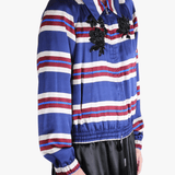 Blue jacket, side view