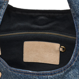 close up of blue bags, showing texture of the cotton fabric