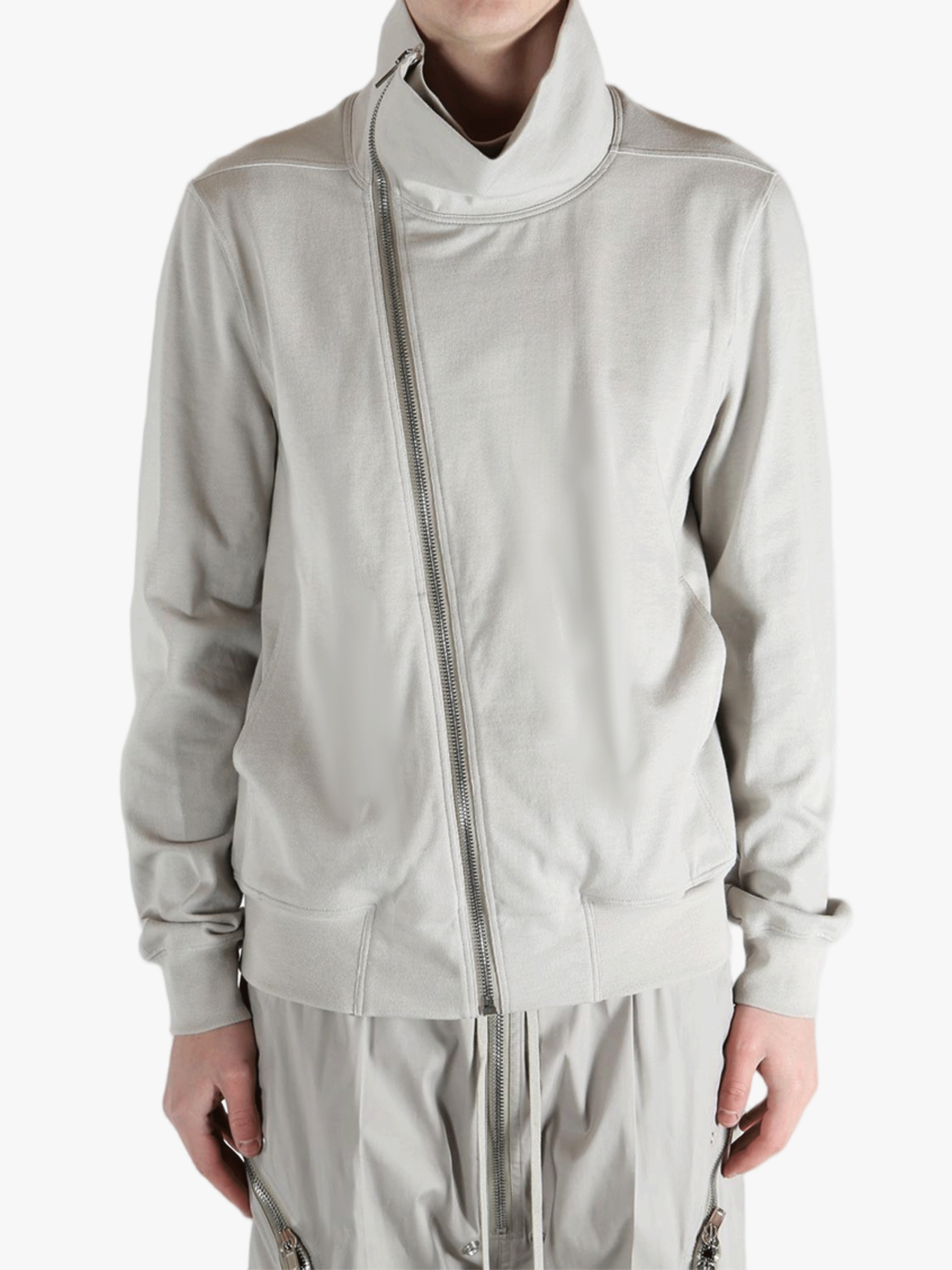 Grey t-shirts worn by a person, showing the t-shirts fit