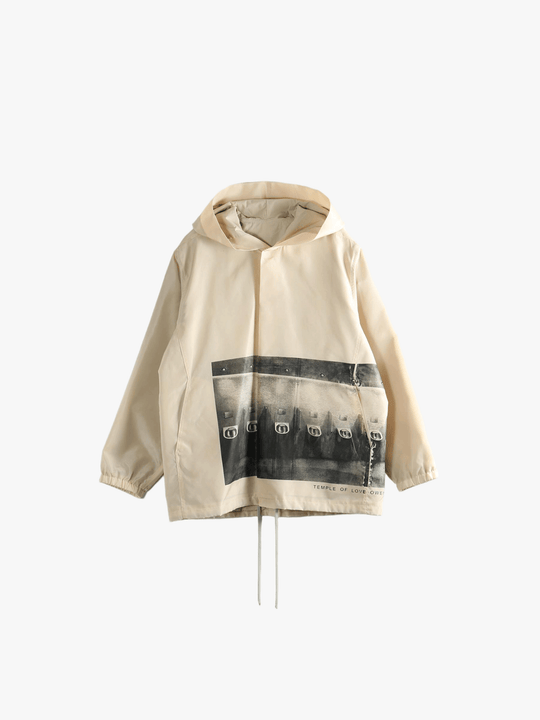 Tan jacket, front view