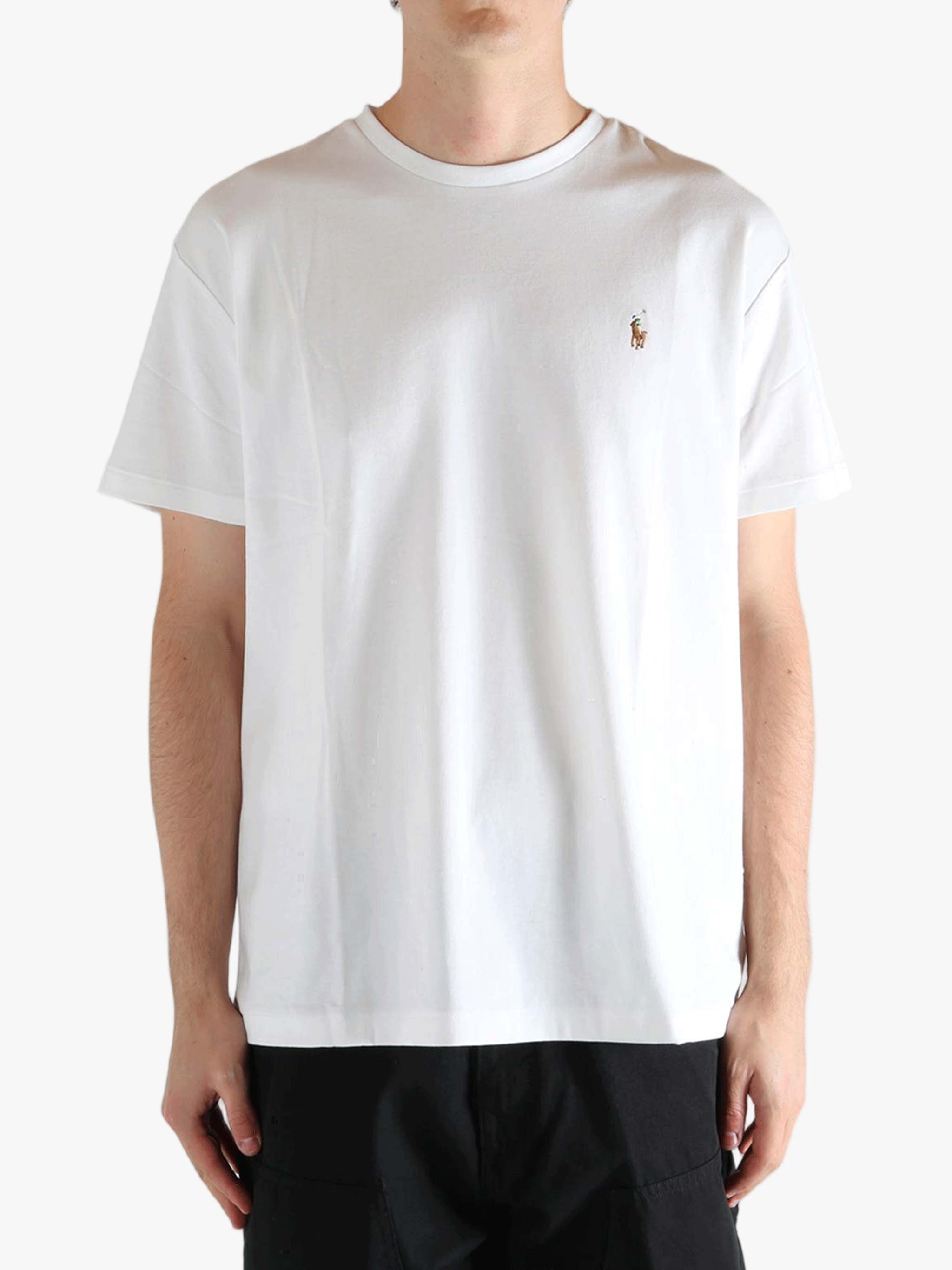 White t-shirts worn by a person, showing the t-shirts fit