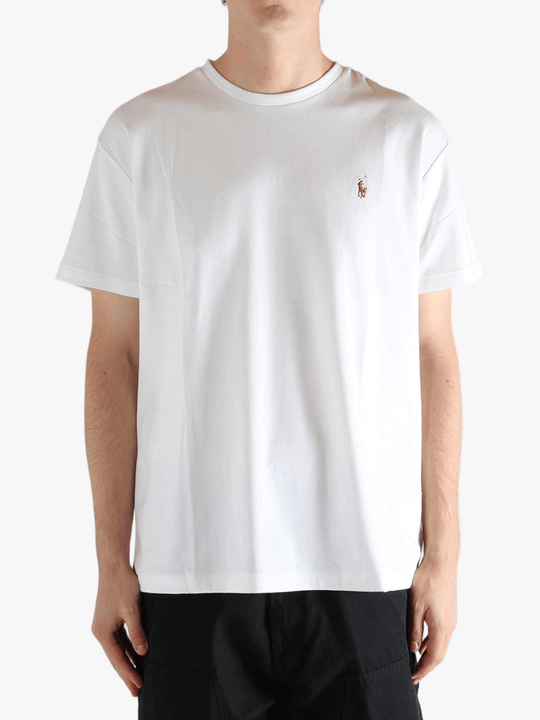 White t-shirts worn by a person, showing the t-shirts fit