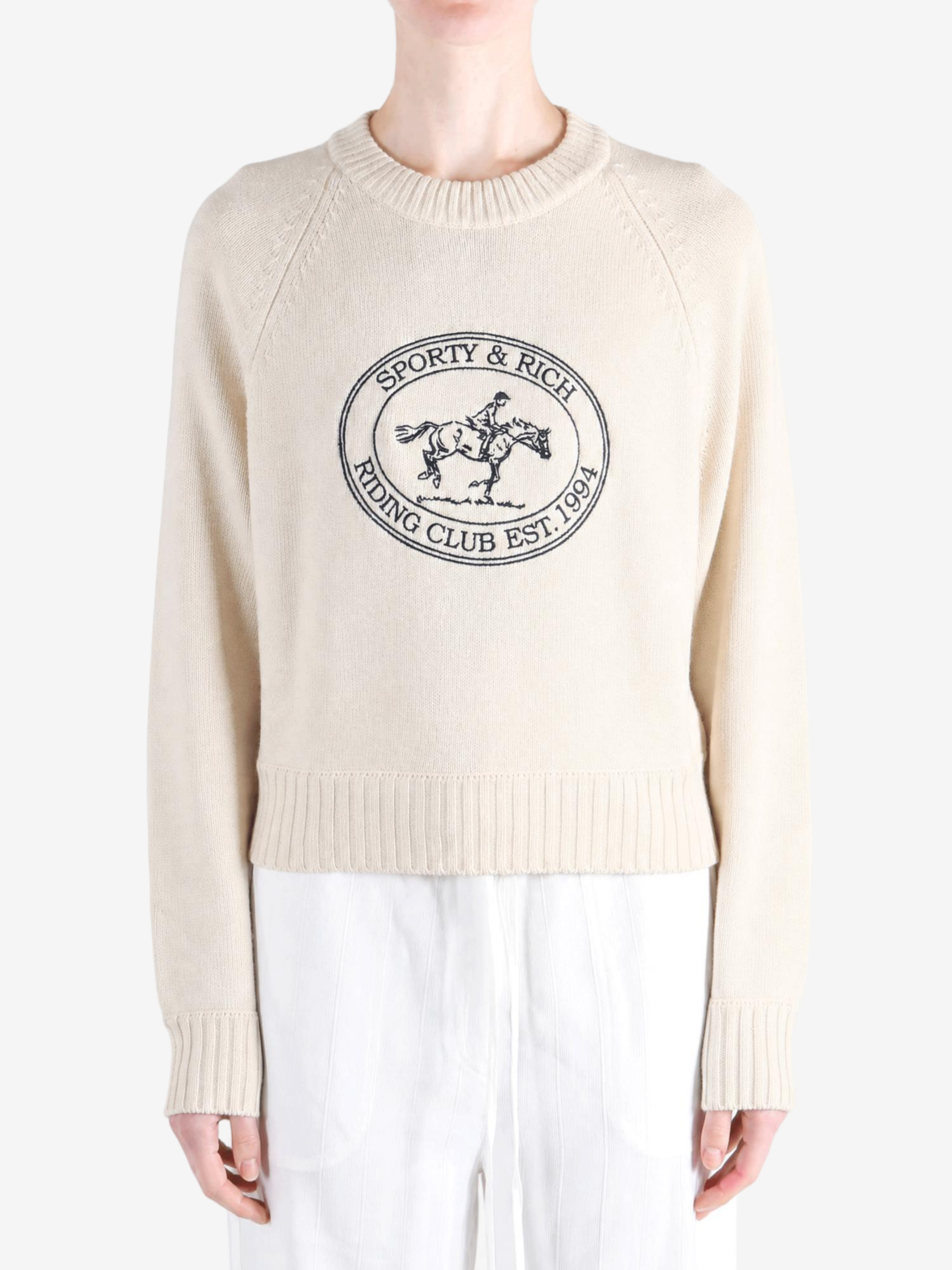 Tan hoodie, full body view