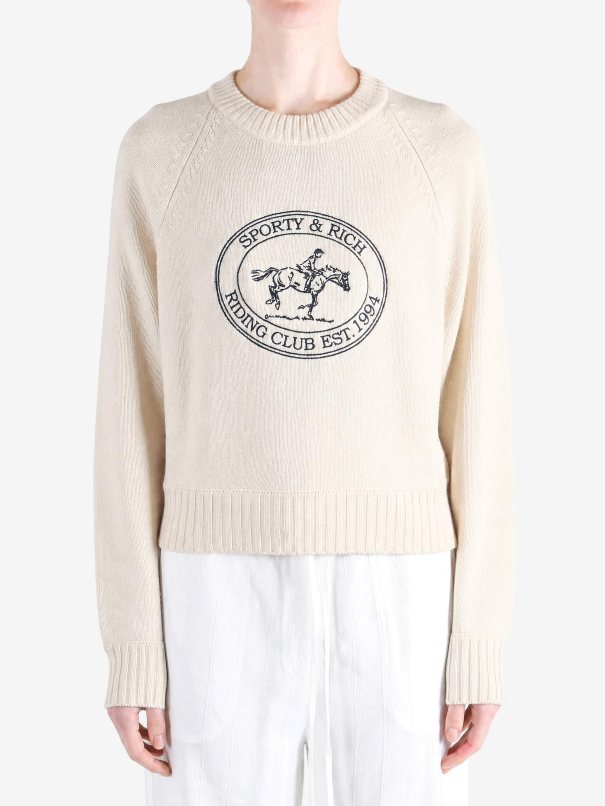 Tan hoodie, full body view