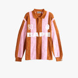 A BATHING APE - Men Sta Stripe Pattern Jacquard Multi Logo Relaxed Fit Long Sleeve Tee