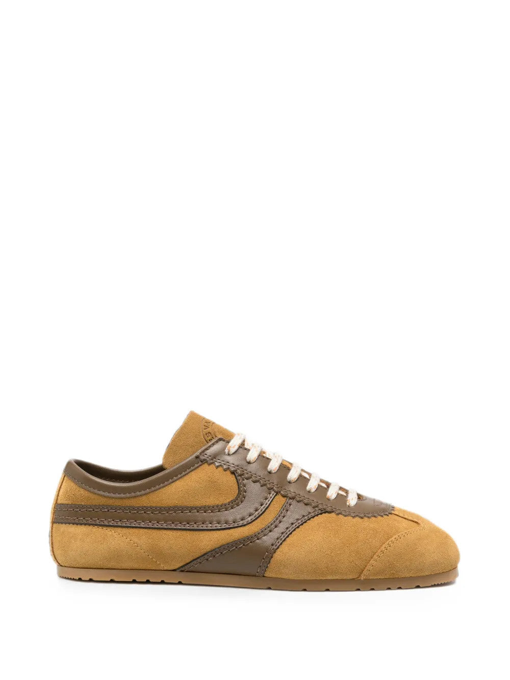 Tan shoes, side view