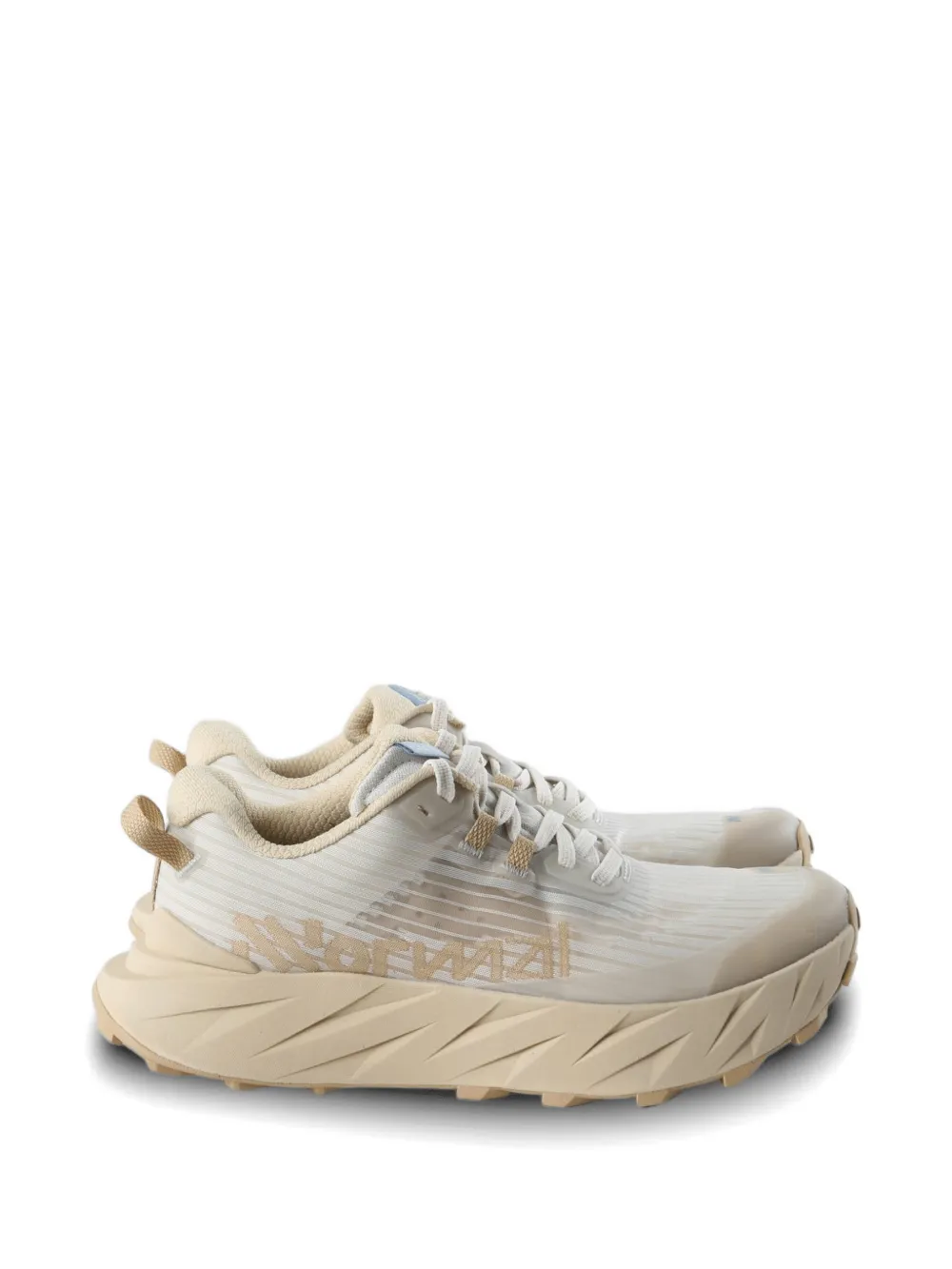Tan shoes, side view