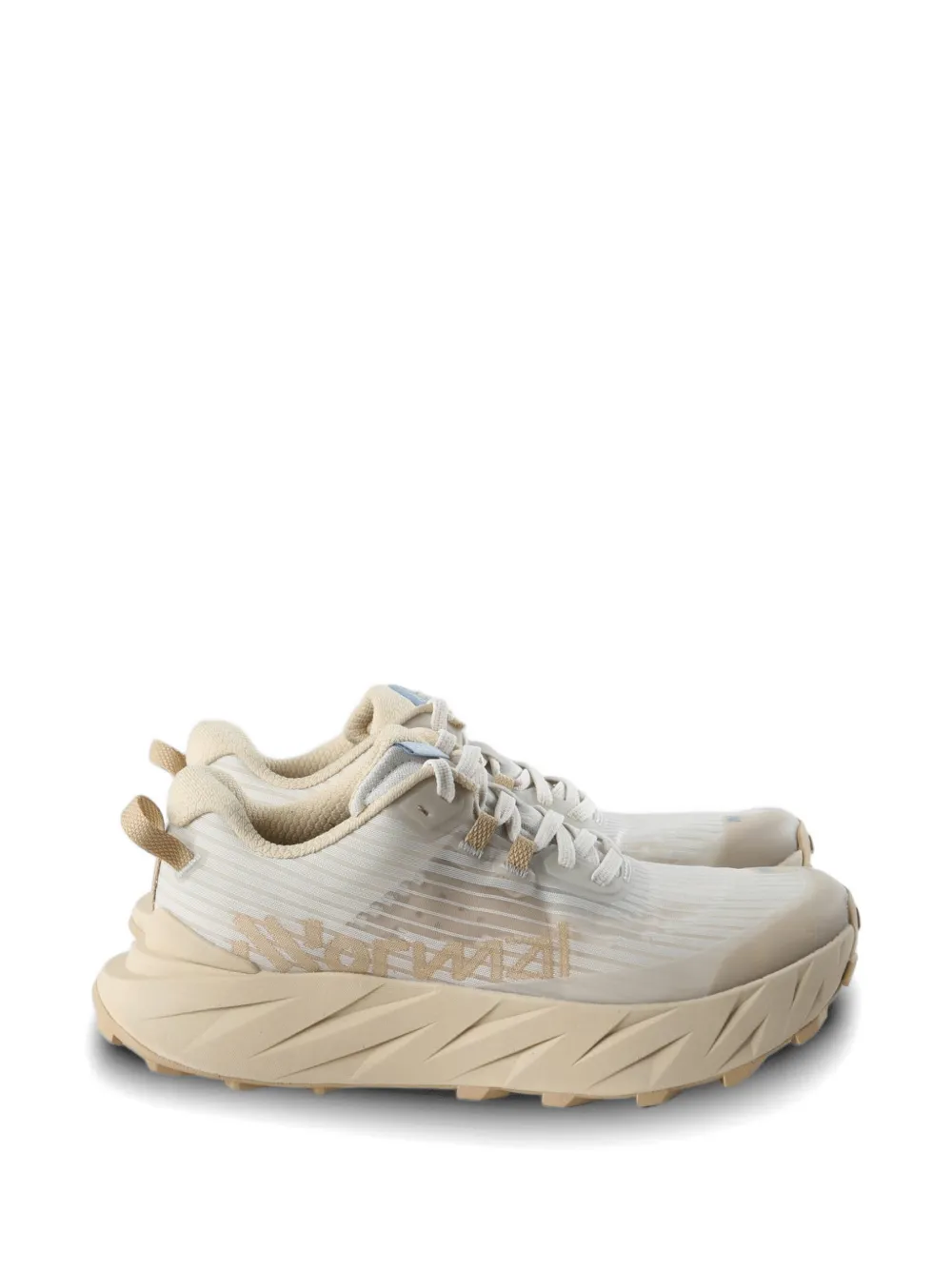 Tan shoes, side view