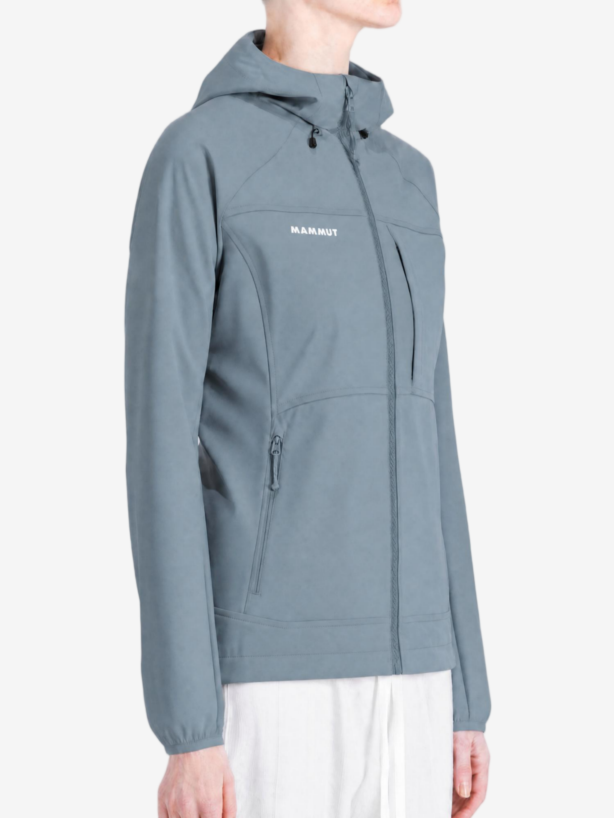 Grey jacket worn by a person, showing the jacket fit