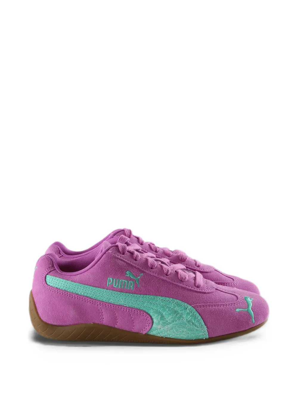 Purple sneakers, front view