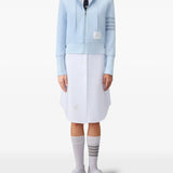 THOM BROWNE - Women Tonal Four Bar Solid Garment Dyed Loopback Blouson Hoodie