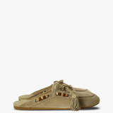 Tan shoes, side view