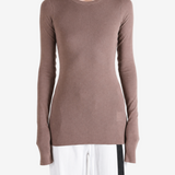 Brown t-shirt, full body view