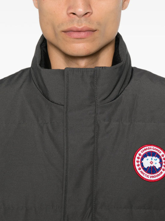 Close up of Grey jacket, showing texture of the 84% polyester/ 16% cotton fabric