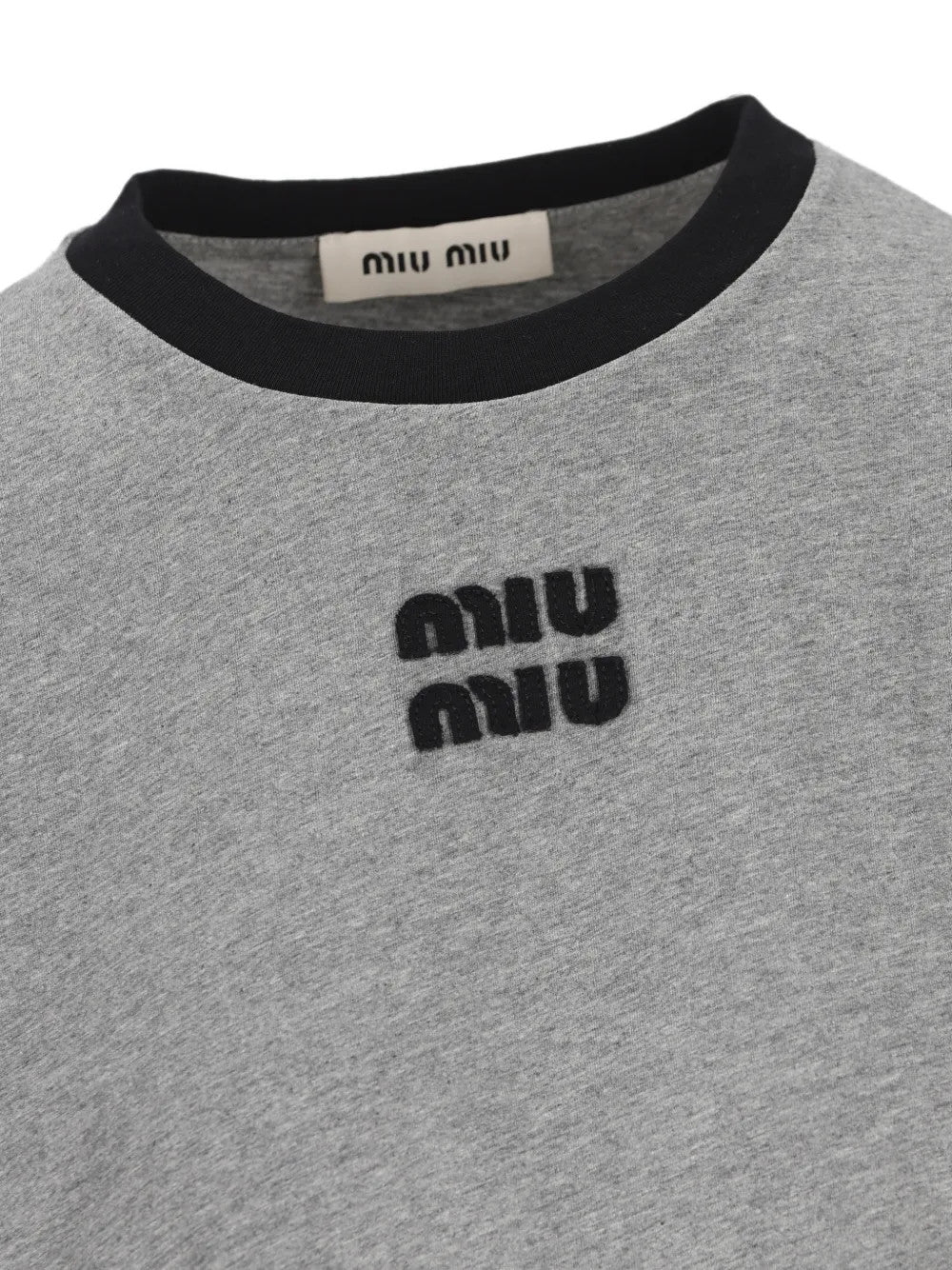 Close up of Grey shirt, showing texture of the 100% cotton fabric
