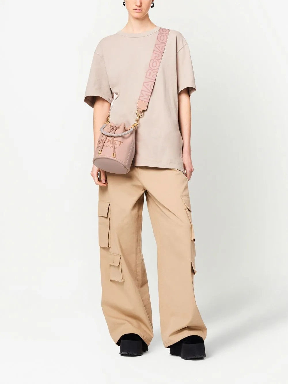 Pink accessories, full body view