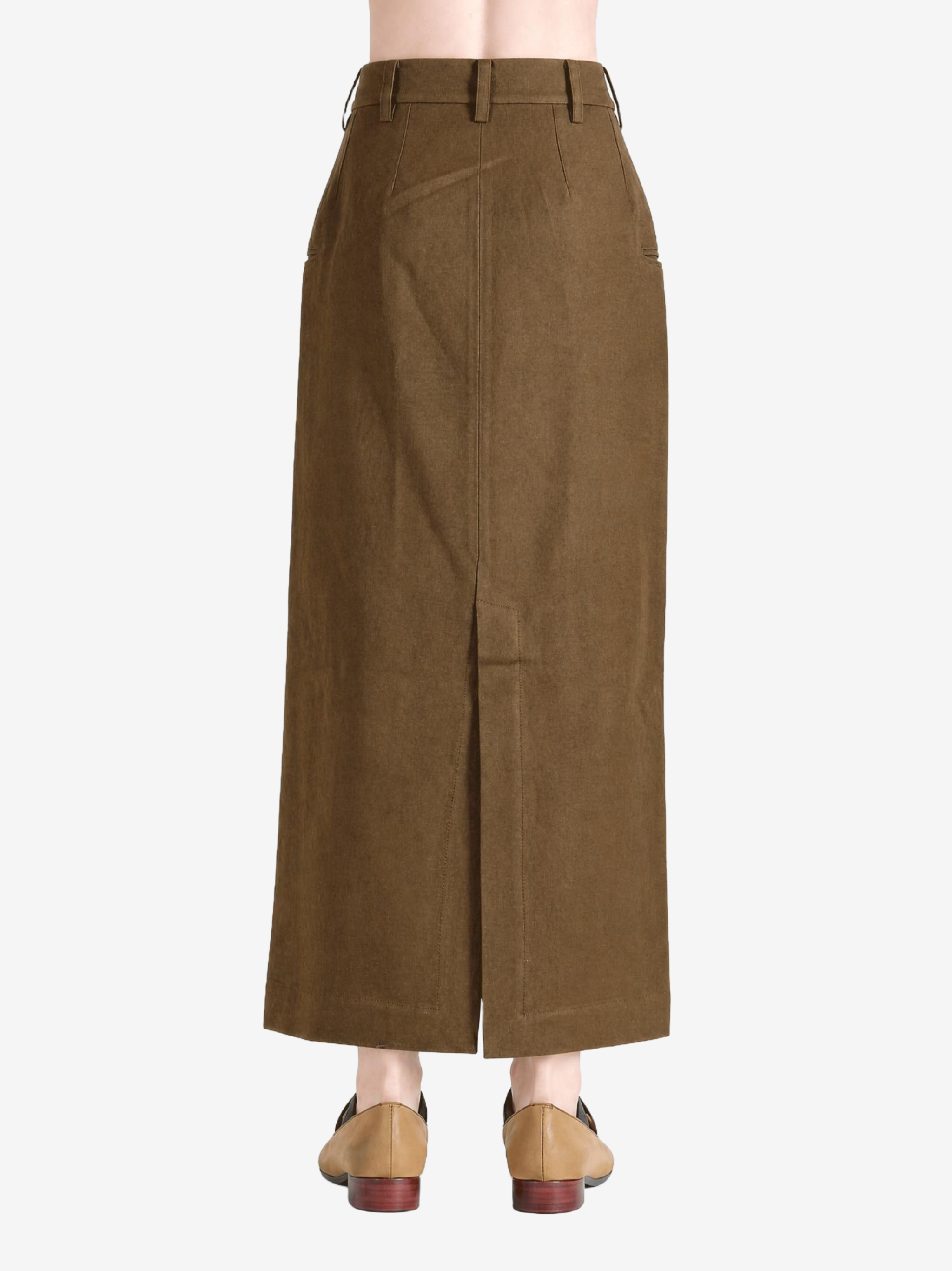 Brown skirt, full body view