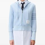 THOM BROWNE - Women Tonal Four Bar Solid Garment Dyed Loopback Blouson Hoodie