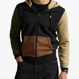 Black hoodie worn by a person, showing the hoodie fit