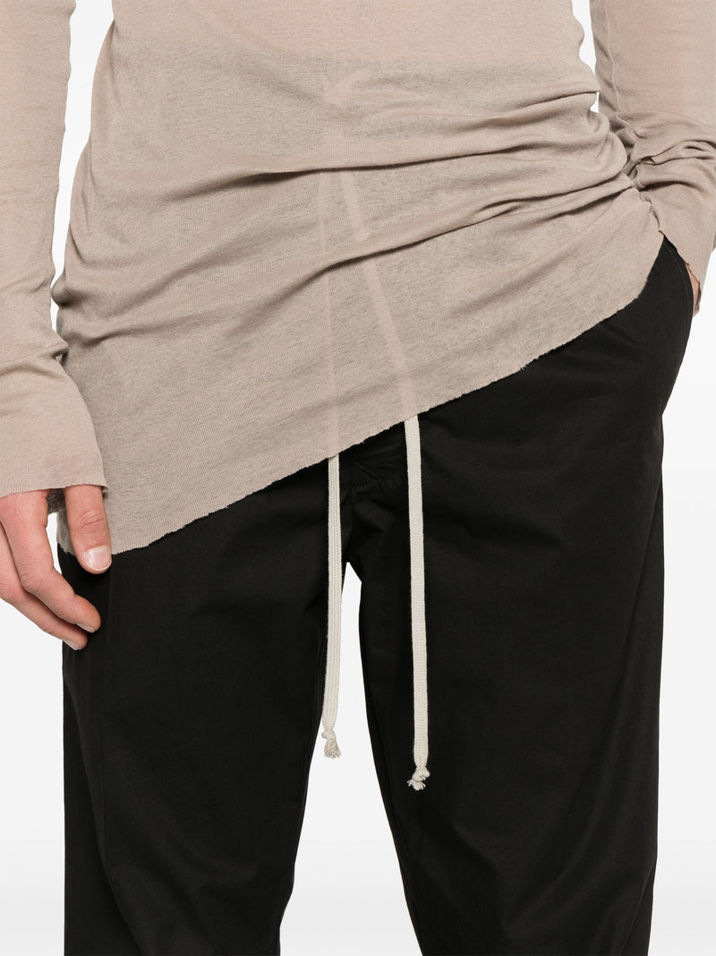 RICK OWENS - Men Cotton Drawstring Slim Long Pants