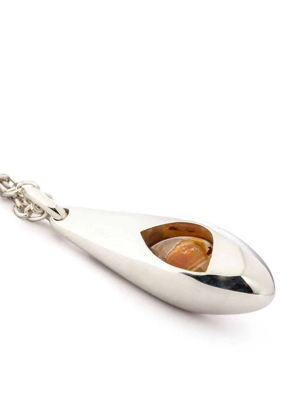Grey necklace, side view