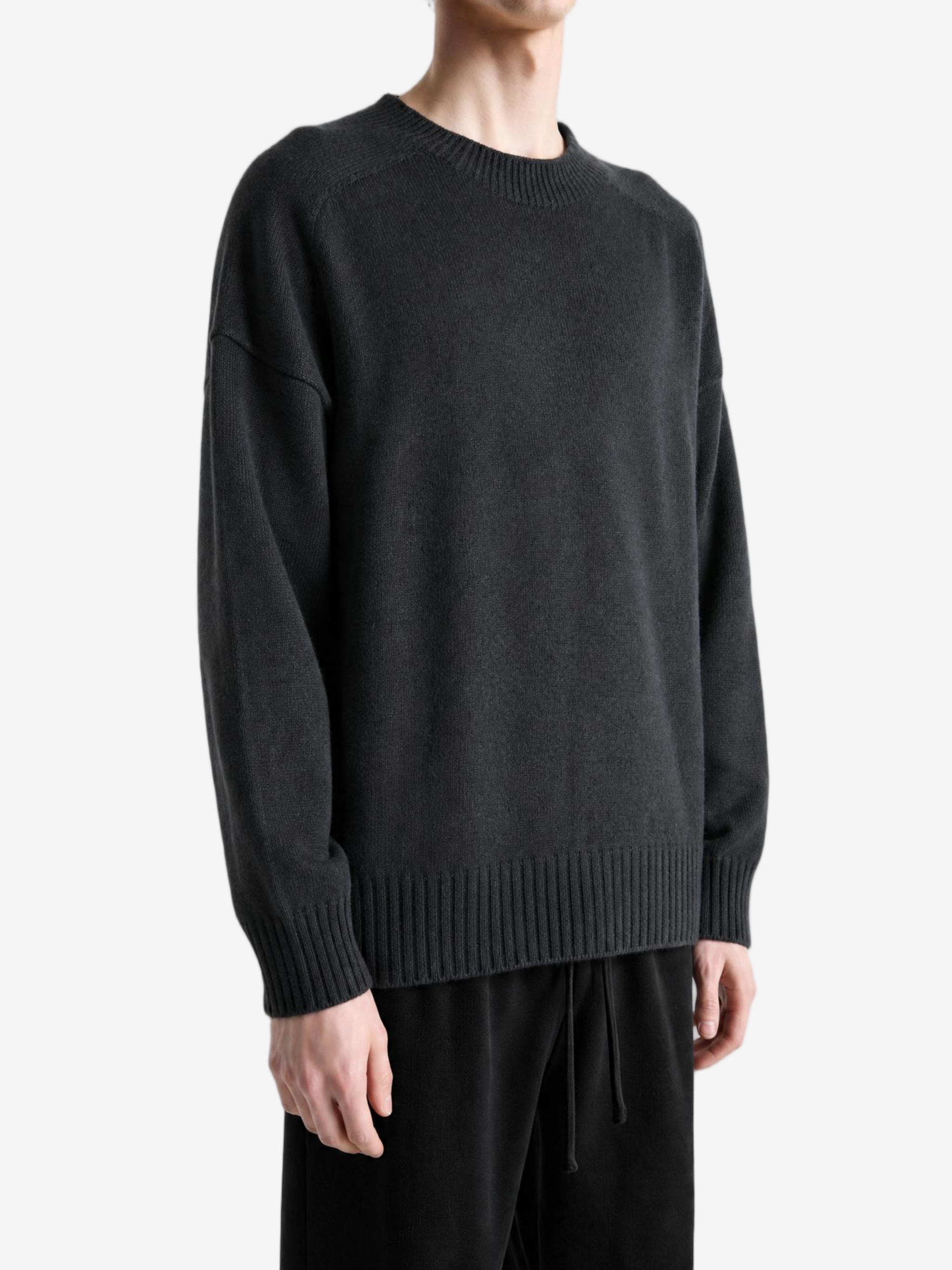Black knitwear, full body view