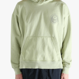 Green hoodie worn by a person, showing the hoodie's fit