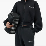 Black hoodie, full body view