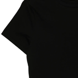 Close up of black jacket, showing the detail material of cotton