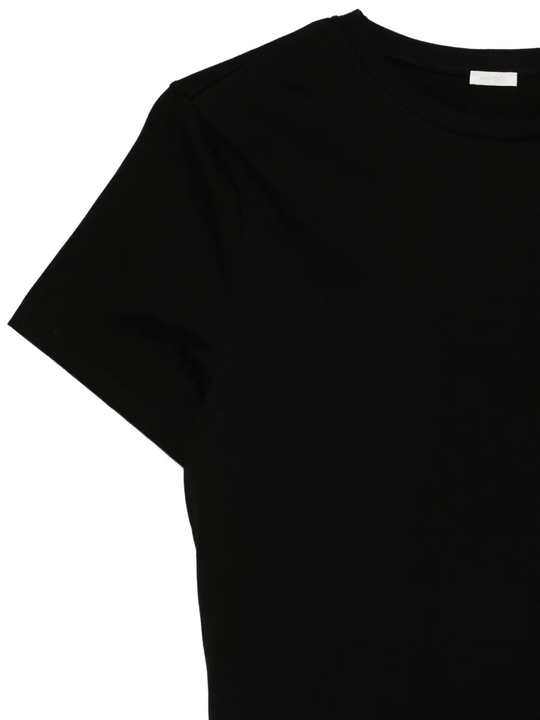 Close up of black jacket, showing the detail material of cotton