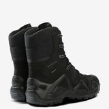 Black boots, back view