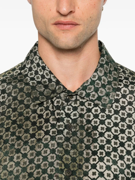 Green shirt worn by a person, showing the shirt fit