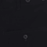 close up of black pants, showing texture of the triacetate fabric