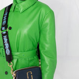 Blue bag worn by a person, showing the bag's fit