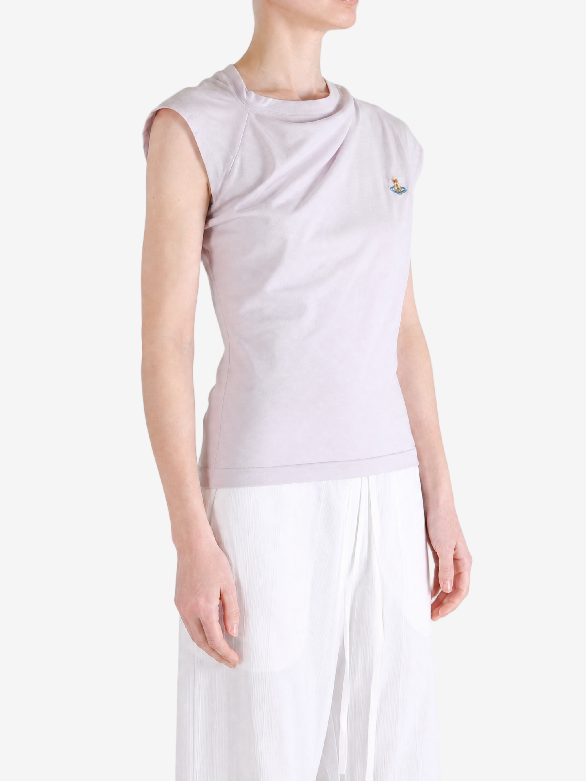 Purple top worn by a person, showing the top fit