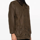 Brown jacket worn by a person, showing the jacket fit