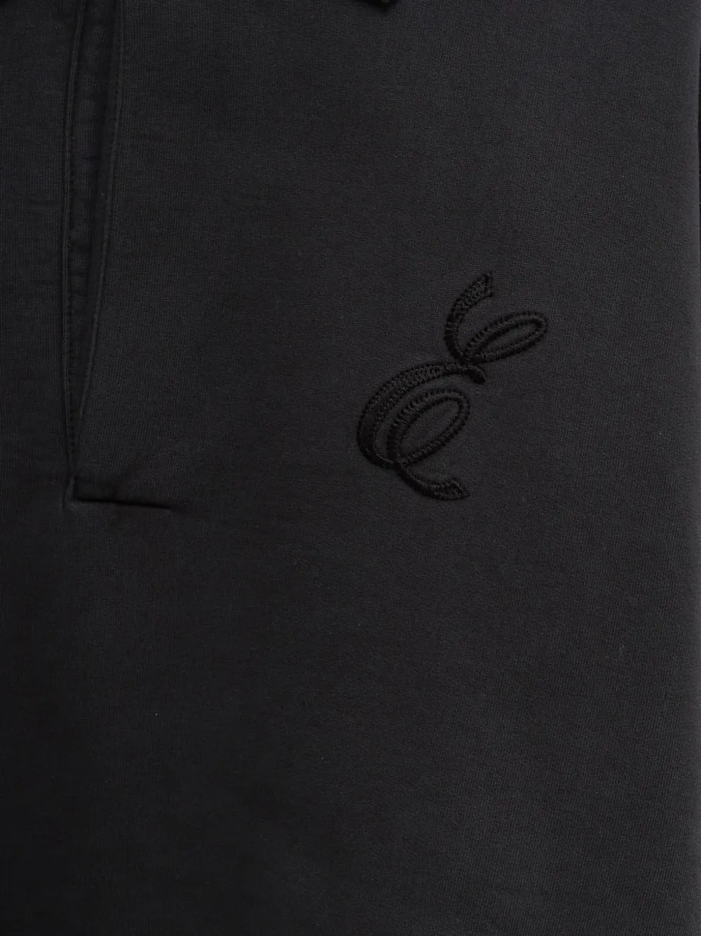 Close up of black sweater,showing texture of the cotton fabric