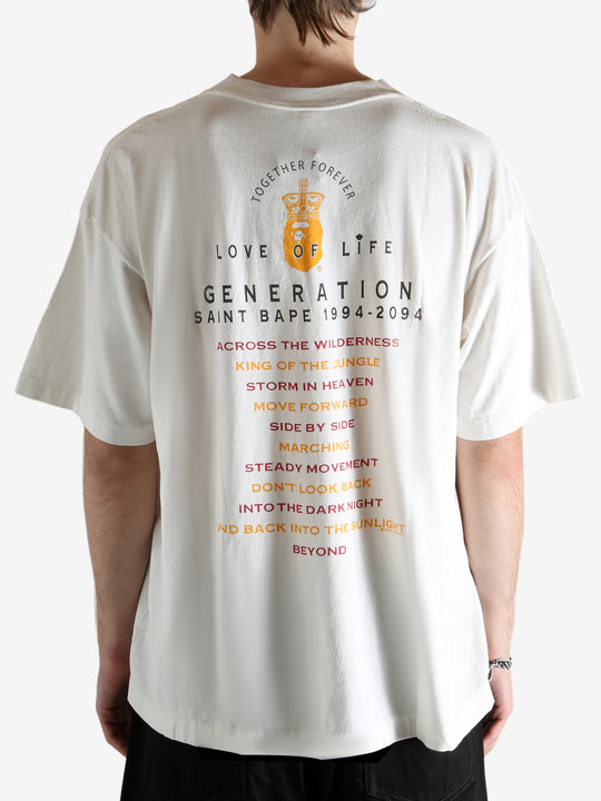 White t-shirt worn by a person, showing the t-shirt's fit