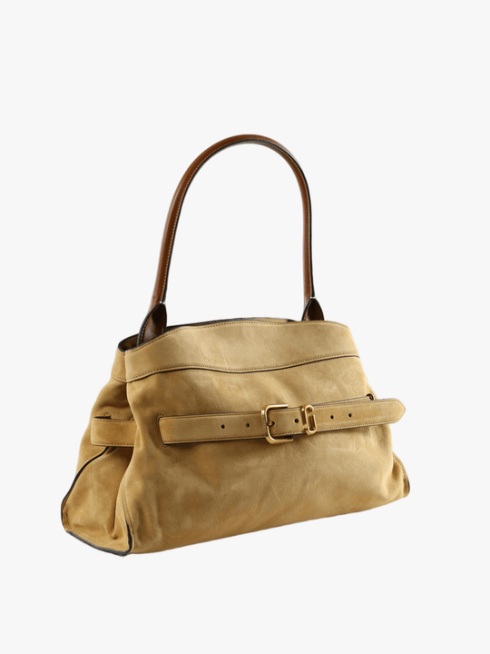 Tan bag, front view