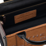 Close up of the brown flats, showing texture of the suede fabric