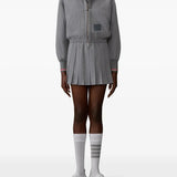 THOM BROWNE - Women Wool Mini Length Drawstring Pleated Skirt 415 NAVY 40