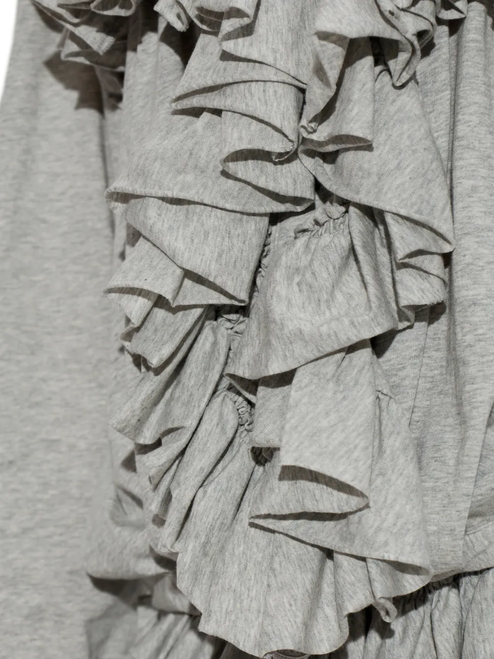 Close up of grey top, showing texture of the Cotton fabric